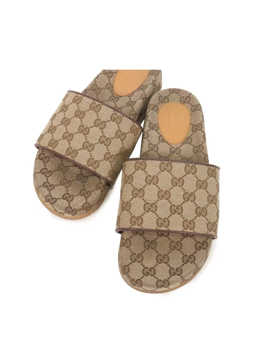 Gucci Sandals Beige GG Canvas Slide Shoes 8